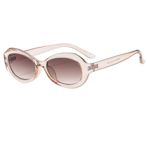 WFFZTZW Ovale Punk-Sonnenbrille für Damen, Retro, Strand, UV400, Reisen (klarbraun-braun) von WFFZTZW