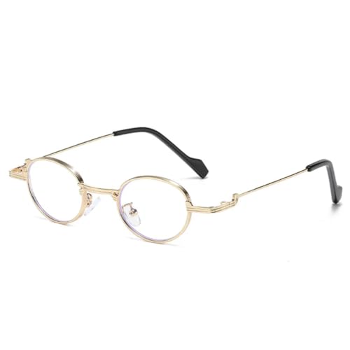 WFFZTZW Ovale Sonnenbrille im Retro-Metallrahmen für Damen und Herren, klare Ozeanlinse, UV400, trendiger Punk (goldfarben klar) von WFFZTZW
