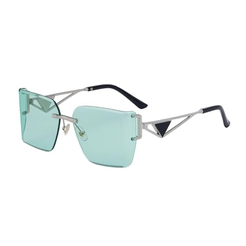 WFFZTZW Rahmenlose Sonnenbrille für Damen, klassisch, trendig, Sonnenschutz, Strandparty, UV400 (grün) von WFFZTZW