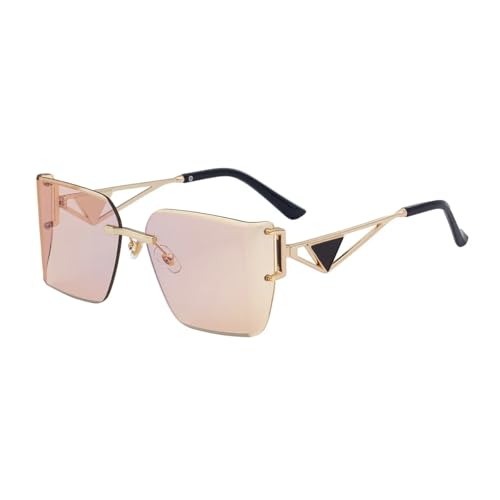 WFFZTZW Rahmenlose Sonnenbrille für Damen, klassisch, trendig, Sonnenschutz für den Außenbereich, Strandparty, UV400 (Champagner) von WFFZTZW