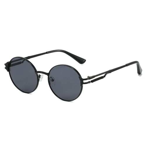 WFFZTZW Retro Gradient Runder Rahmen Damen Sonnenbrille Luxus Persönlichkeit Hip Hop Punk Rahmen Männer Trendy Uv400 (schwarz) von WFFZTZW