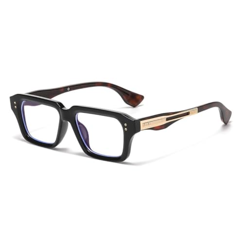 WFFZTZW Retro-Sonnenbrille für Damen und Herren, Farbverlauf, Leopardenmuster, UV400, klare Gläser, Nietenrahmen (C9 Black Leopard Cle) von WFFZTZW