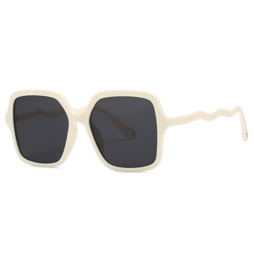 WFFZTZW Retro-Sonnenbrille für Damen und Herren, luxuriös, großer Rahmen, Leopardenmuster, Farbverlauf, Reise, übergroß, UV400 (beige) von WFFZTZW