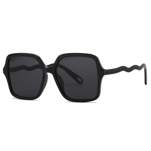 WFFZTZW Retro-Sonnenbrille für Damen und Herren, luxuriös, großer Rahmen, Leopardenmuster, Farbverlauf, Reise, übergroß, UV400 (schwarz) von WFFZTZW