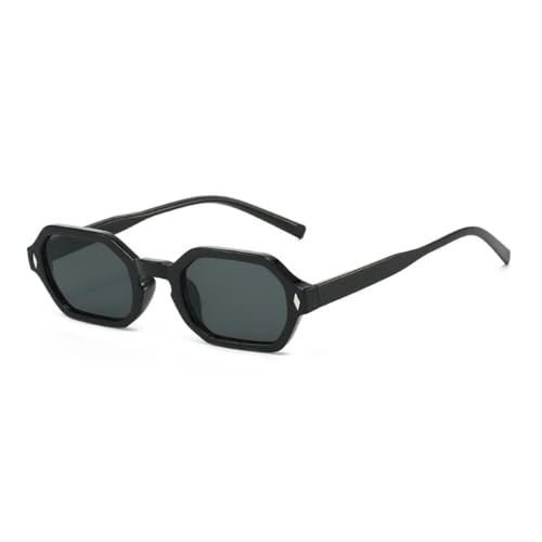 WFFZTZW Retro-Sonnenbrille im kleinen Polygon-Rechteck-Design für Damen und Herren, UV400, klare Verlaufsgläser, Retro-Nietenrahmen (wie abgebildet) von WFFZTZW