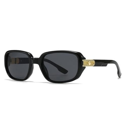WFFZTZW Retro-Sonnenbrille mit Nieten für Damen und Herren, Farbverlauf, UV400 (Schwarz, Gold, Grau) von WFFZTZW
