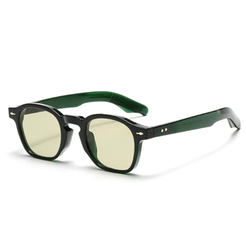 WFFZTZW Retro-Sonnenbrille mit Nieten für Herren, Punk-Farbverlauf, UV400 (Grün-Champagner) von WFFZTZW