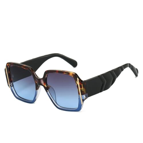 WFFZTZW Retro Square Damen Sonnenbrille Persönlichkeit Leopard Gradient Design Casual All Match Herren Trendy UV400 (Leopard Grau Blau) von WFFZTZW