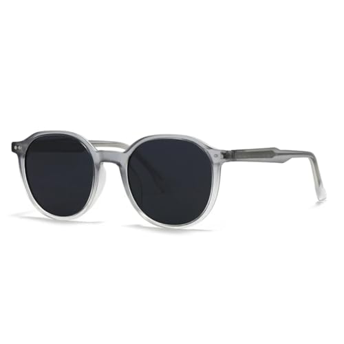 WFFZTZW Runde Retro-Sonnenbrille für Damen und Herren, Luxus-Nieten, UV400 (Grau) von WFFZTZW