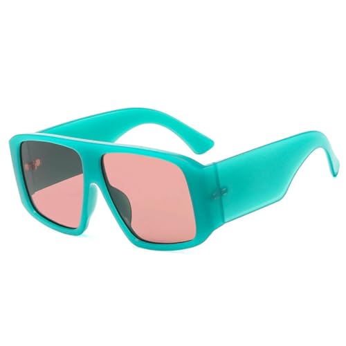 WFFZTZW Sonnenbrille für Damen und Herren, klarer Farbverlauf, UV400, Retro, breite Beine, trendiger Punk (blau hellrot) von WFFZTZW