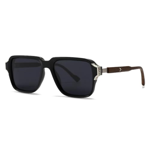 WFFZTZW Sonnenbrille für Damen und Herren mit rundem Rahmen (schwarz) von WFFZTZW