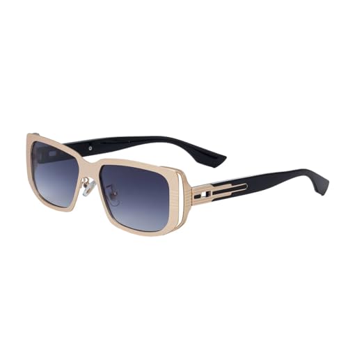 WFFZTZW Sonnenbrille für Herren, Retro-Punk, Outdoor-Sonnenschutzspiegel, trendige Sonnenschutzspiegel, Ocean Driving (Gold, Grau, Blau) von WFFZTZW
