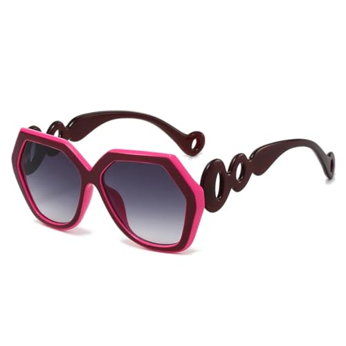 WFFZTZW Trend Retro Gradient Hexagonal Damen Sonnenbrille Persönlichkeit Kontrast Unregelmäßiger Rahmen Herren (lila grau) von WFFZTZW