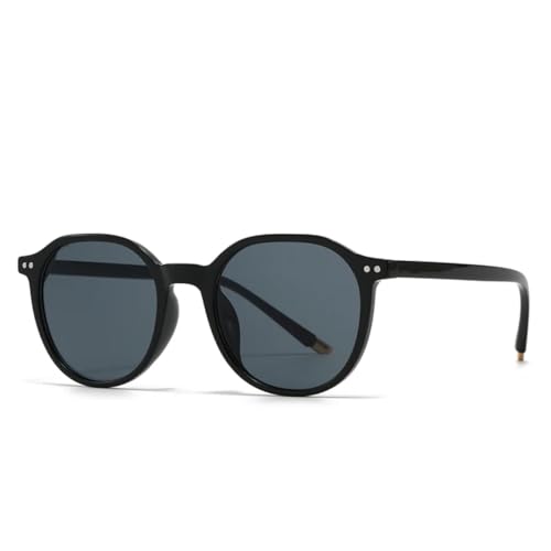 WFFZTZW Trendyy Straßenfotografie Retro Literarische Sonnenbrille Moderner Charme Stil Rund (schwarz) von WFFZTZW