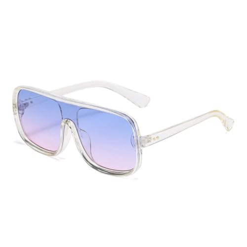 WFFZTZW Übergroße einteilige Sonnenbrille für Damen und Herren, Retro-Nieten, Farbverlauf, UV400 (klar, blau, rosa) von WFFZTZW