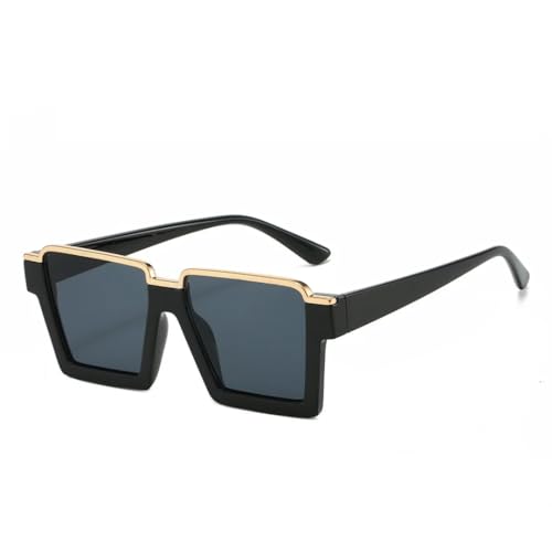 WFFZTZW Vintage-Sonnenbrille für Damen, rechteckig, Trends, großer Rahmen (schwarz) von WFFZTZW