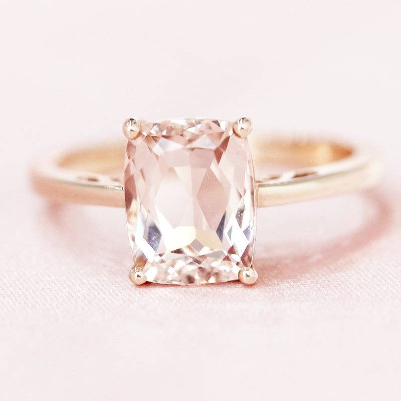 6x8mm Kissen Geformte Natürliche Rosa Vs Morganit Ring 14K Rose Gold Ehering Verlobungsring Braut Jahrestag Stapelbar von WFHomeElements