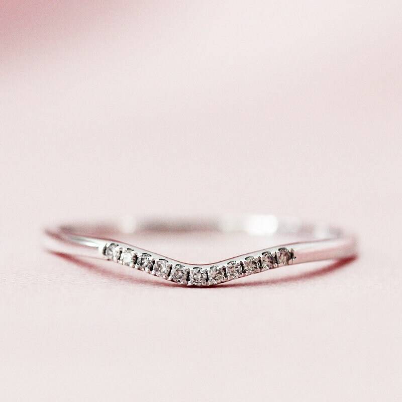 Diamanten Hochzeit Ring Massiv 14K White Gold Verlobungsring 1/4 Ewigkeit Diamant Stapelbar Passende Band Versprechen von WFHomeElements