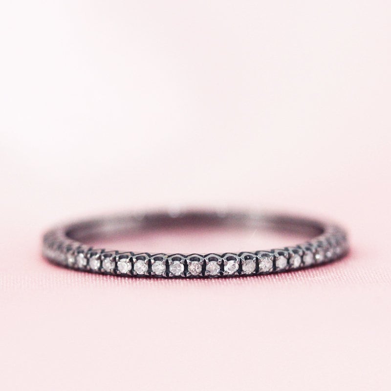 Diamanten Hochzeit Ring Sloid 14K Schwarze Gold Voller Ewigkeit Verlobungsring Stapelbar Passenden Bandring Jahrestag von WFHomeElements