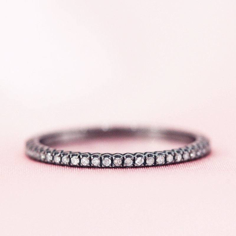 Diamanten Hochzeit Ring Sloid 14K Schwarze Gold Voller Ewigkeit Verlobungsring Stapelbar Passenden Bandring Jahrestag von WFHomeElements