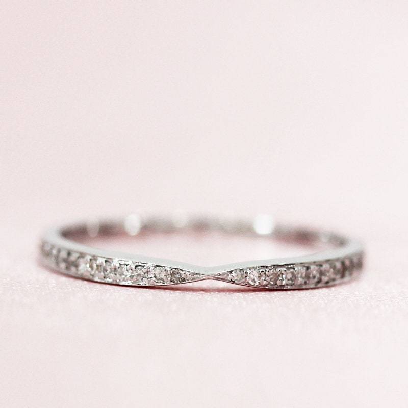 Halbe Ewigkeit Natürliche Diamanten Ring Massiv 14K Weißgold Ehering Verlobungsring Braut Jubiläum Versprechen von WFHomeElements