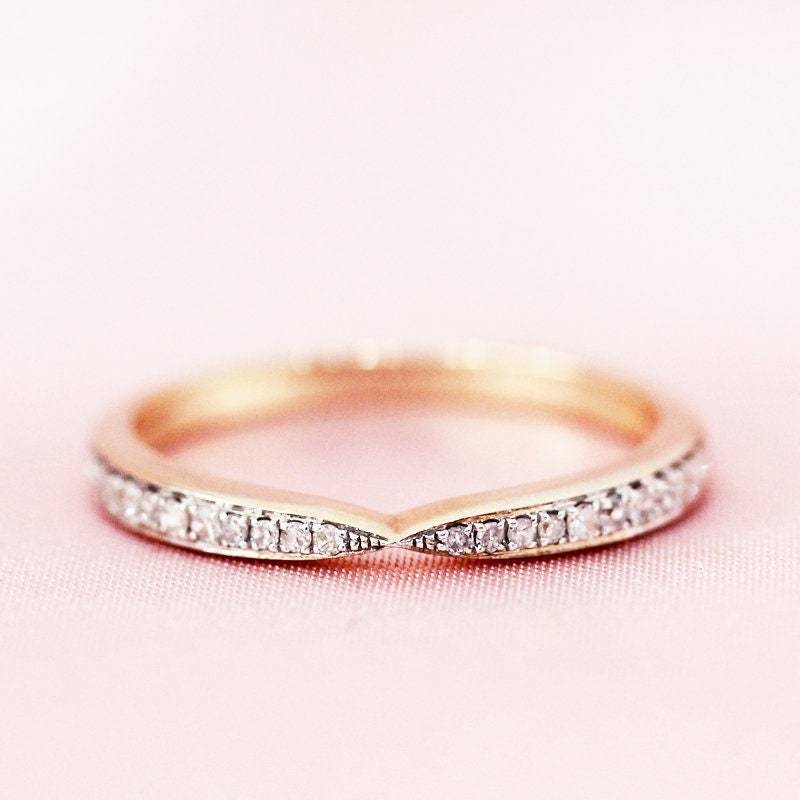 Halbe Ewigkeit Natürlichen Diamanten Ring Massiv 14K Rose Gold Ehering Verlobungsring Braut Jubiläum Versprechen von WFHomeElements