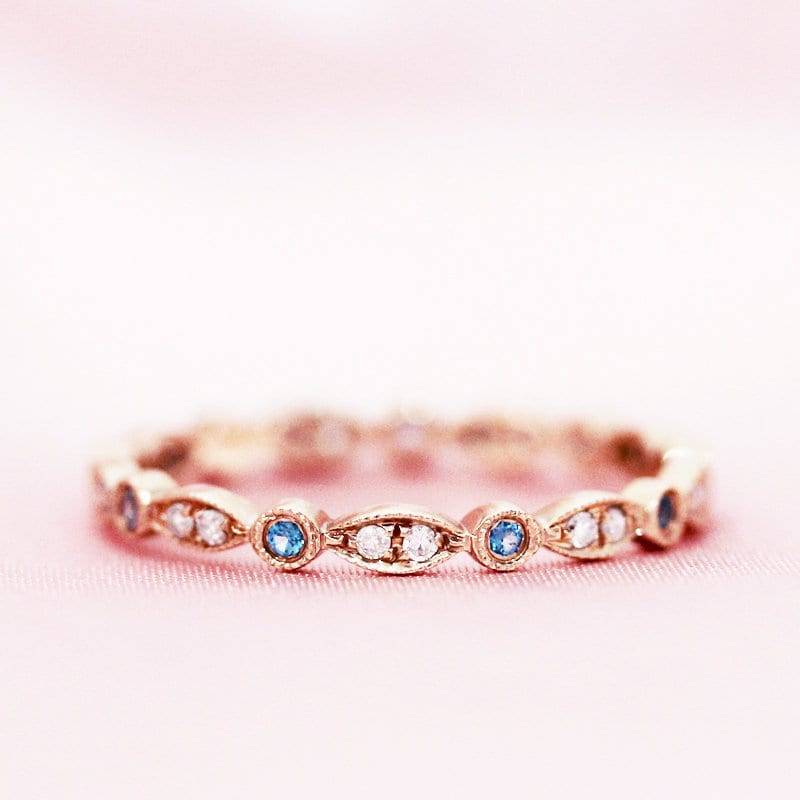 Natürliche Vs Topaz Ehering Natürlichen Diamanten Verlobungsring Massiv 14K Rose Gold Band Voller Eternity Stapelbare Ring Passende von WFHomeElements