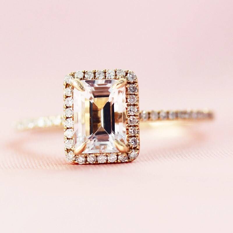 Vintage-Artikel Natürliche Smaragd Geschnitten Morganit Ring Diamanten Heiligenschein Massiv 14K Gelbgold Verlobungsring Halbe Ewigkeit Ehering Vintage-Artikel Natürliche Smaragd Geschnitten Morganit Ring Diamanten Heiligenschein Massiv 14K Gelbgold Verlobungsring Halbe Ewigkeit Ehering von WFHomeElements