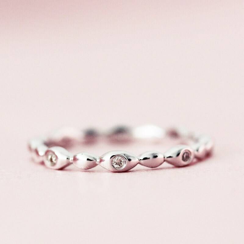 Vollständige Ewigkeit Verlobungsring Natürlichen Diamanten Hochzeit Ring 14K Weißgold Stapelbar Passende Band Jahrestag Promise von WFHomeElements