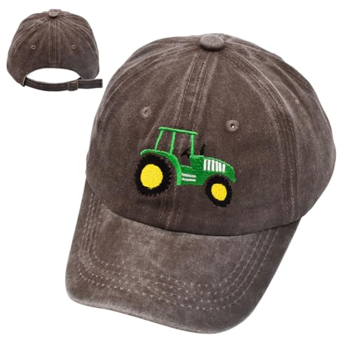 Traktor Baseball Cap,Traktor Kinder Baseballcap Baseballmützen Sonnenhut Sonnenschutz Kappe Cartoon Baseball Kappe Kinder Caps Baseballkappe für Kinders 3-8 Jahre,Brown von WFKKMEQ