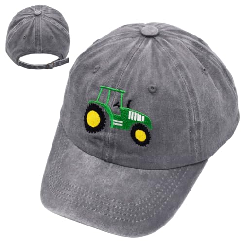 Traktor Baseball Cap,Traktor Kinder Baseballcap Baseballmützen Sonnenhut Sonnenschutz Kappe Cartoon Baseball Kappe Kinder Caps Baseballkappe für Kinders 3-8 Jahre,Grey von WFKKMEQ