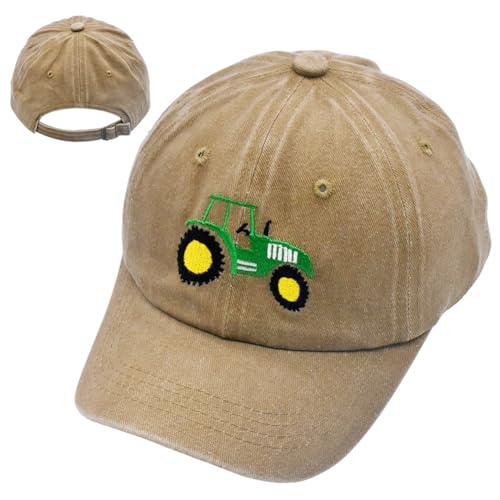 Traktor Baseball Cap,Traktor Kinder Baseballcap Baseballmützen Sonnenhut Sonnenschutz Kappe Cartoon Baseball Kappe Kinder Caps Baseballkappe für Kinders 3-8 Jahre,Khaki von WFKKMEQ