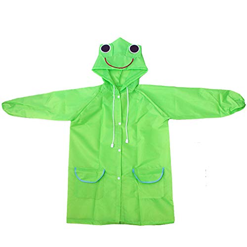 WFRAU Kinder Wasserdichte Tragbar Cartoon-Druck Regenponcho Unisex Langarm Durchsichtig mit Kapuze Einfarbig Lange Winddicht Regenjacke,Regenmantel Regencape für Jungen Mädchen Outdoor Regenbekleidung von WFRAU Jacke