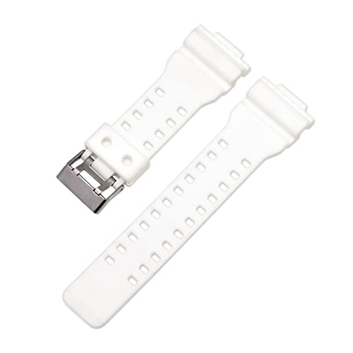 Gummi-Uhren-Band-Gurt für Casio Fit für G-Shock GA-100 110 120 GA100 Ersatz 16 mm schwarz rot wasserdichte Uhrenbänder Zubehör Uhrengurt (Farbe: Weiß, Größe: 16 mm) von WFRUEDWC