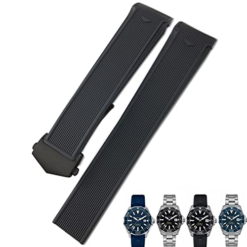 WFRUEDWC 20mm 22 mm Gummi -Silikon -Uhrengurt schwarze blaue braune Uhrenbänder für Tag Heuer Carrera Aquaracer F1 Tauchwaschchen -Armband von WFRUEDWC