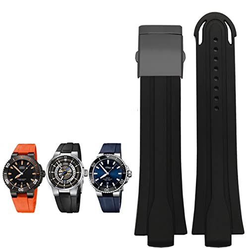 WFRUEDWC 24 mm*12mm Lugend Gummi -Waterfach -Uhrband für Oris Armband Silikonuhr -Gurt aus Edelstahl Klaspeln von WFRUEDWC