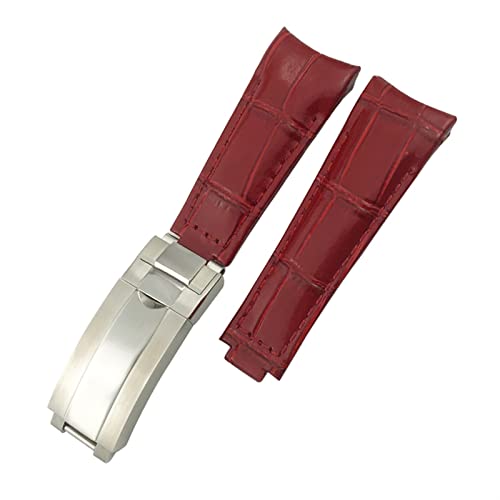 WFRUEDWC Gebogenes Ende echtes Leder 20mm Dia Lock Schnalle Watchband für Rolex GMT Submariner Hulk Oyster Uhrengurt von WFRUEDWC