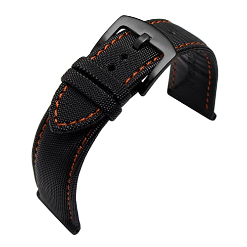 WFRUEDWC Gummi-Nylon-Canvas-Uhrband-Fit für Omeg-a Speed ​​Sea Fit für Master AT150 20mm 22 mm 24mm Ersatz Armband Uhr Fit für fünfzig Fathoms Uhrengurt (Farbe: Schwarz-Blueline9, Größe: 22 mm) von WFRUEDWC