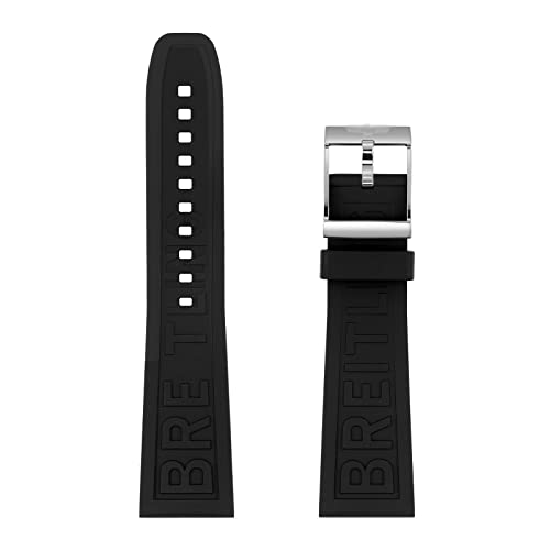 WFRUEDWC Rubber Watchband 22 mm 24 mm für Breitling Black Diver Pro Gummi -Uhrenband für Avenger Navitimer World Gummi -Wasserdichte weicher Uhrengurt mit Schnalle von WFRUEDWC