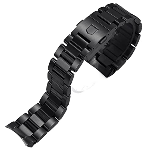 WFRUEDWC Silberschwarz Edelstahl Watchband Armbänder gebogene Endverbindung 22 mm für Tag Heuer Stahl Uhrenmännergurte von WFRUEDWC