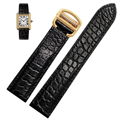 WFRUEDWC Uhrengurt geeignet für Cartier Crocodile Leder Watch Gurt Männer Leder Tank Key London Calibo Watch Kette Frauen 20mm (Farbe: 10 mm Goldverschluss, Größe: 20 mm) von WFRUEDWC