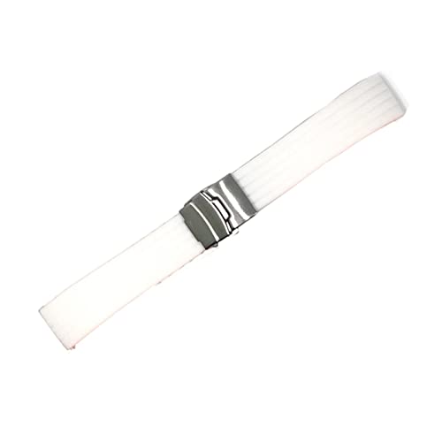 WFRUEDWC Universal Silicon Watchband 18mm 20 mm 22 mm 24 mm Faltschnalle wasserdichtes Gummi -Männer Sport Tauchen ersetzt Armband -Uhr Uhren -Uhrengurt (Farbe: Darkblue Silver Buck, Größe: 22 mm) von WFRUEDWC