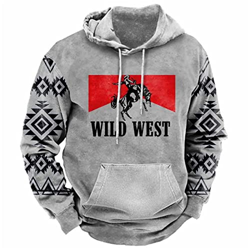 Herren Wild West Hoodie Pullover Leichtes Casual Sweatshirt Vintage Ethnisches Design Hoodies von WFSWG