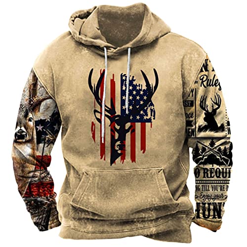 WFSWG Herren Western Aztec Hoodie Ethnic Print Langarm Kordelzug Pullover Sweatshirt Vintage Distressed Tops von WFSWG