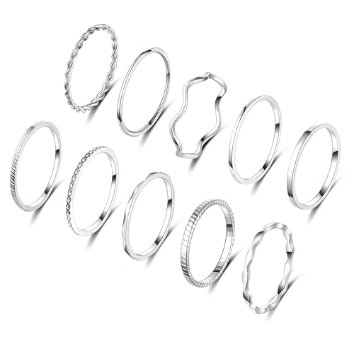 WFYOU 10 Stück 1-2 mm 18 Karat vergoldete einfache Ringe für Frauen und Mädchen, Bandknöchel, stapelbar, Midi-Ringe, elegant, klassisch, minimalistisch, bequeme Passform, Metall, 18 Karat vergoldet WFYOU 10 Stück 1-2 mm 18 Karat vergoldete einfache Ringe für Frauen und Mädchen, Bandknöchel, stapelbar, Midi-Ringe, elegant, klassisch, minimalistisch, bequeme Passform, Metall, 18 Karat vergoldet von WFYOU