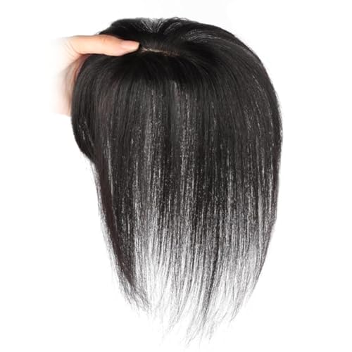 WGQR Haarteil aus echtem Menschenhaar, 25,9 cm lang, Echthaarteil für dünnes Haar, Frauen, zum Anklipsen, Haarverlängerungen mit Seidenbasis, natürlich aussehende, schwarze WGQR Haarteil aus echtem Menschenhaar, 25,9 cm lang, Echthaarteil für dünnes Haar, Frauen, zum Anklipsen, Haarverlängerungen mit Seidenbasis, natürlich aussehende, schwarze von WGQR