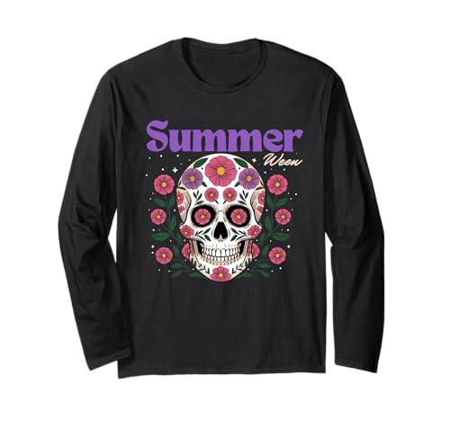 Summerween Summer Floral Halloween Ghost Herren Damen Kinder Langarmshirt Summerween Summer Floral Halloween Ghost Herren Damen Kinder Langarmshirt von WGSummerween