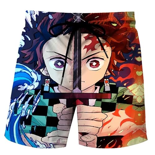 WGVSVLK Anime Demon Slayer Kurze Hosen Herren Sommer Sport Casual Shorts Strand Shorts Schwimmen Shorts Cosplay Kostüm (XL) von WGVSVLK