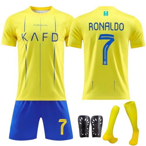 WGVSVLK Kind Fussball Trikots,23/24 Neue Saison No.7 Fußball Trikot,Yellow Fussballtrikot Set,für Junge Herren,Kind,Fußballliebhaber (22) von WGVSVLK