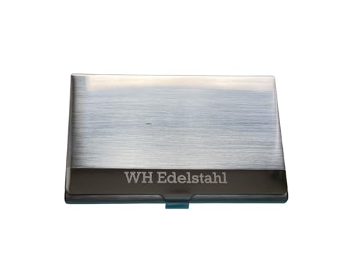 WH Edelstahl Visitenkartenetui, Personalisierbare Gravur, Gebürstetes Edelstahl Design (B) von WH Edelstahl